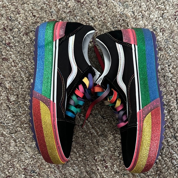 Vans Black Sneakers with Rainbow Soles - Picture 3 of 8